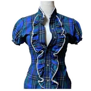 Urban Renewal Plaid Ruffle Top - Size S/M